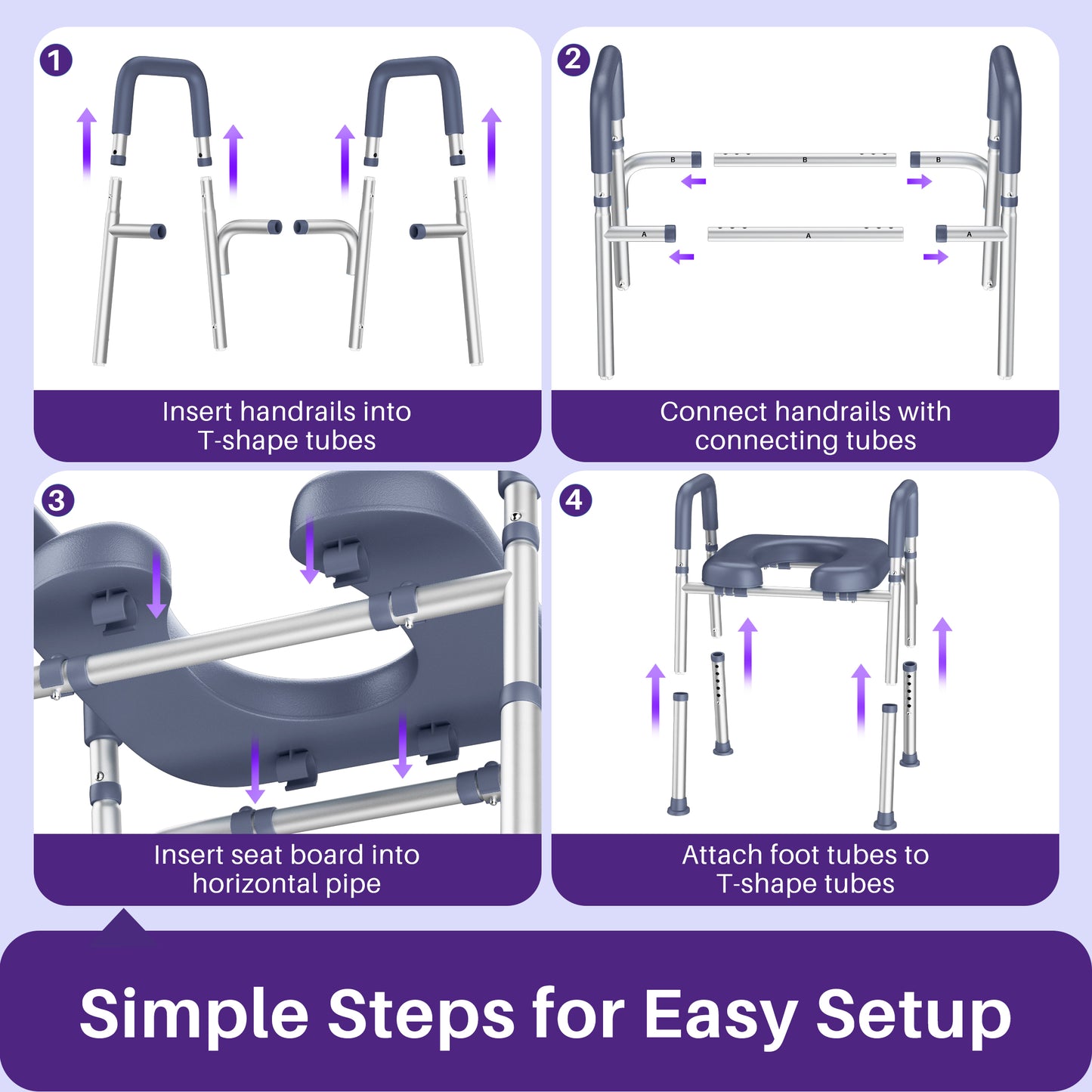 KEKOY Toilet Seat Riser for Seniors, Raised Toilet Seat with Handles, FSA HSA Eligible 400lb Elevated Toilet Risers, Tool-Free Assembly with Adjustable Height & Width