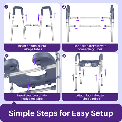 KEKOY Toilet Seat Riser for Seniors, Raised Toilet Seat with Handles, FSA HSA Eligible 400lb Elevated Toilet Risers, Tool-Free Assembly with Adjustable Height & Width