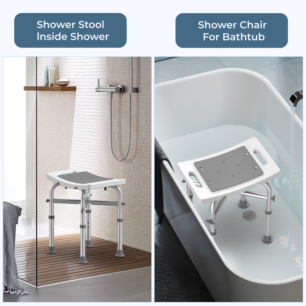 KEKOY Shower Chair for Elderly, 500lb Adjustable Height Bath Seat with Tool-Free Assembly, Anti-Slip FSA/HSA Eligible Shower Stool for Smaller Bathtub & Bathroom, Ideal for Seniors and Disabled Adult Gray