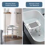 KEKOY Shower Chair for Elderly, 500lb Adjustable Height Bath Seat with Tool-Free Assembly, Anti-Slip FSA/HSA Eligible Shower Stool for Smaller Bathtub & Bathroom, Ideal for Seniors and Disabled Adult Gray