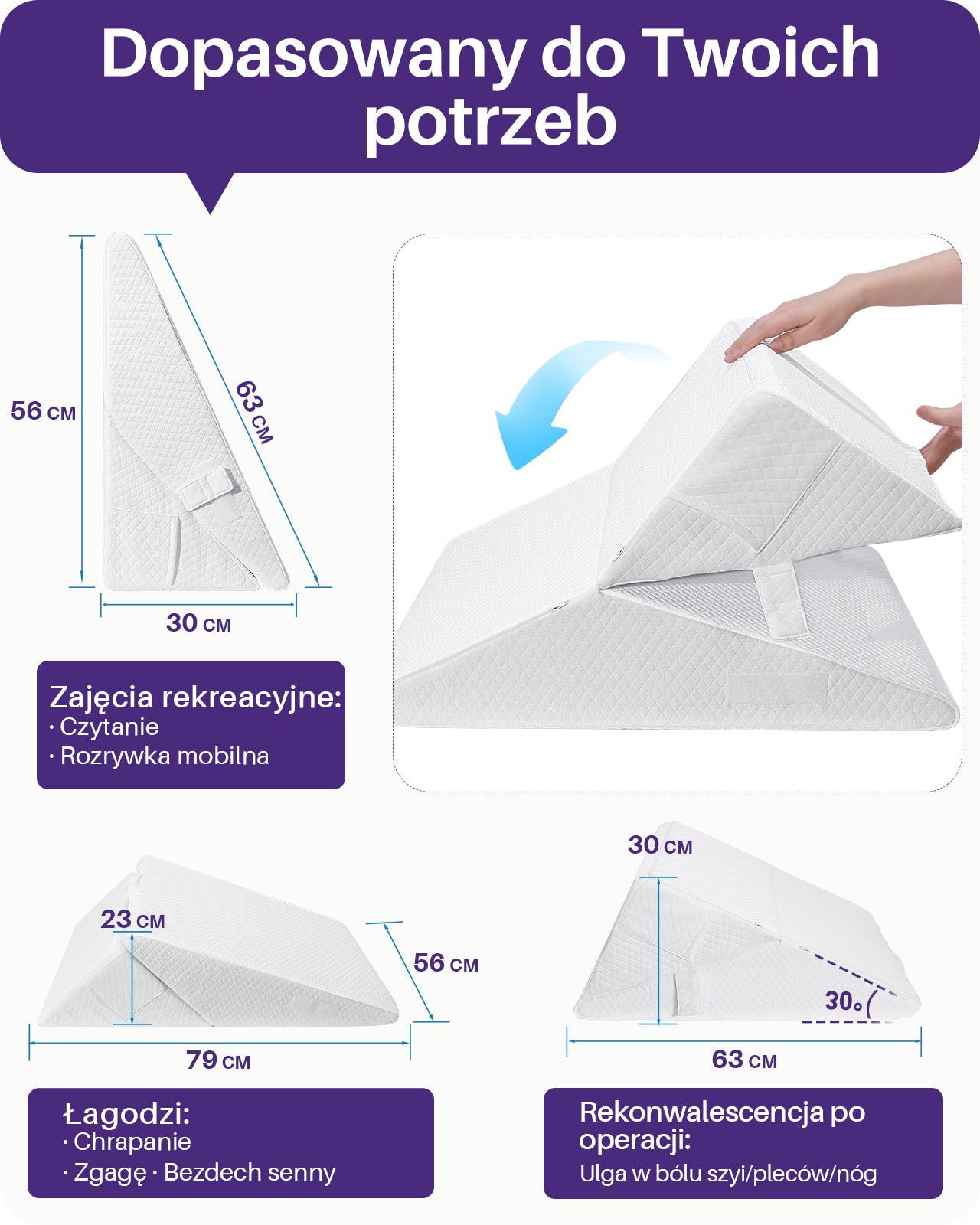 KEKOY Bed Wedge Pillow, Adjustable Height to 9-12 inches, Memory Foam Sleep Wedges for Acid Reflux, Dual-Zipper Removable Washable Cover, White