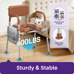Kekoy Bedside Commode Chair with Padded Seat and Backrest, Commode Toilet with Liners for Adults, Seniors and Disabled, Adjustable Height, Includes Potty Bucket, Splash Guard, 400 lb Capacity