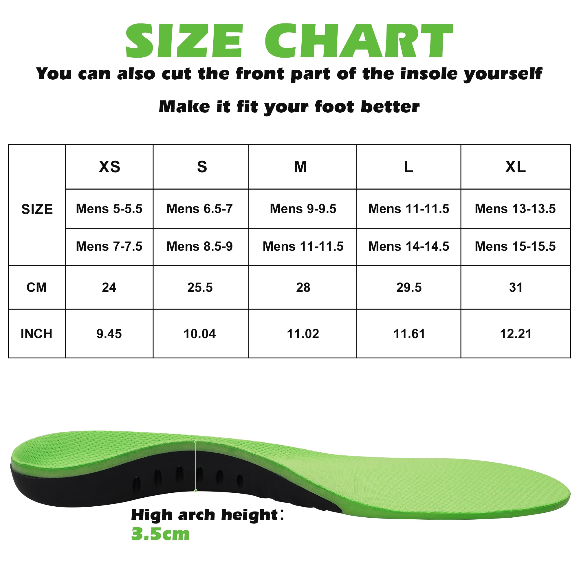 KEKOY Plantar Fasciitis Insoles, Heavy Duty High Arch Support Inserts, Flat Feet - Orthotic Foot Pain Relief Insoles for Men Women, XS
