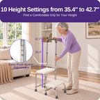 Kekoy 2 Step Stool for Adults and Seniors, 330 lb Metal Frame with Handle, Non-Slip Steps, 10 Height Settings, Motion-Activated LED for High Beds