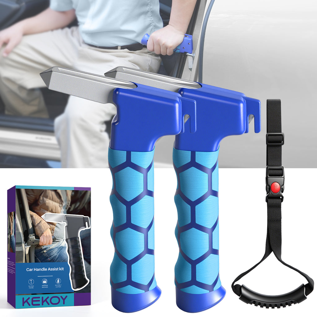 KEKOY 3 Pack Car Door Handle for Elderly, 4 in 1 Multifunctional Car Handle Assist with Car Window Breaker, Seat Belt Cutter and Automotive Standing Aid, Mobility Aids for Seniors