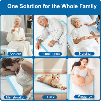 KEKOY 50 Count 30" x 36" Bed Pads for Incontinence Disposable, 3 Times Super Absorbent Disposable Underpads, Anti Slip Backing, Waterproof Pee Pads for Adults, Pets
