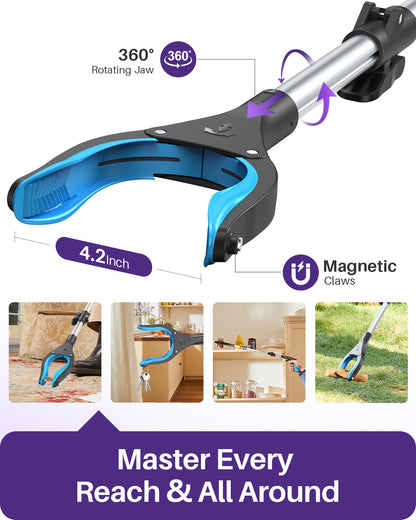 Kekoy Grabber Reaching Tool for Elderly, 40" Heavy Duty Reacher Grabber Pickup Tool , 4" Wide Extended Weed Gripper Claw with Magnet
