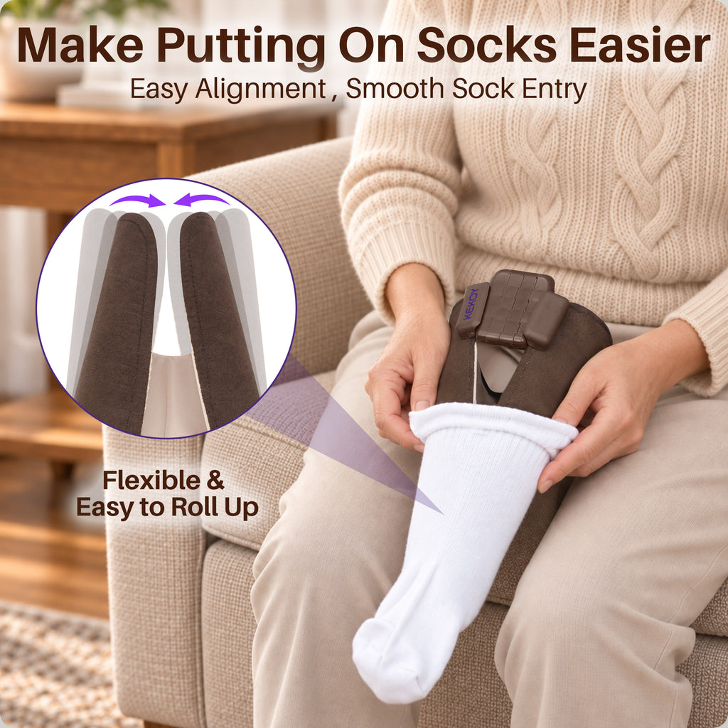 KEKOY Flexible Sock Aid with Adjustable Width 4-4.5", Sock Helper Easy on, Sock Assist Device for Elderly, Pregnant, Diabetics