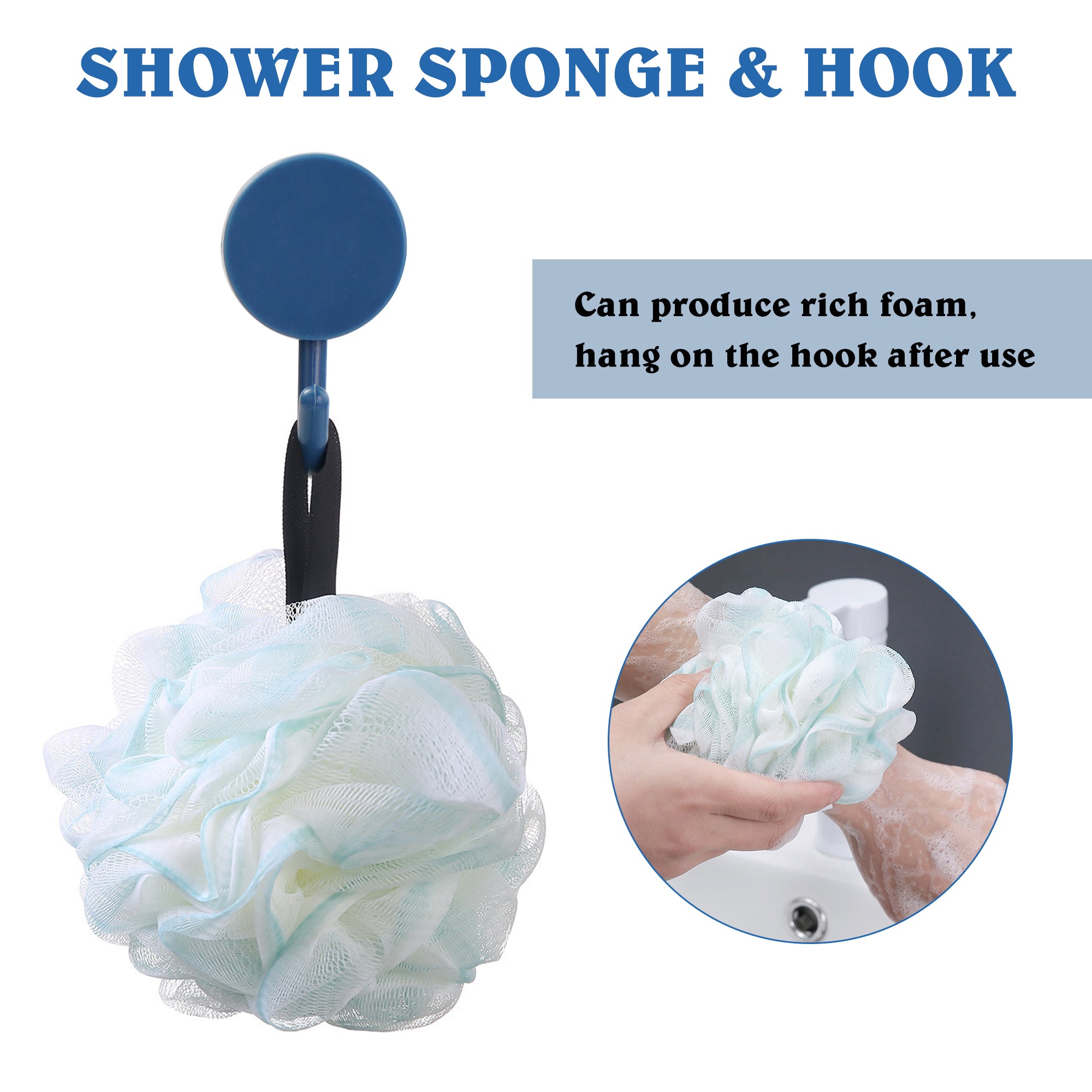 KEKOY 2 Pack Shower Handles for Elderly, Grab Bars for Bathroom, 12" Suction Bath Tub Hand Rail, Anti-Slip Safety Bar with Shower Pouf and Hook