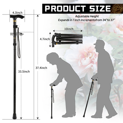 KEKOY Walking Canes for Women Men, Folding Cnes for Walking, 5-Level Adjustable Heights - Self Standing Folding Cane,Portable Collapsible Cane