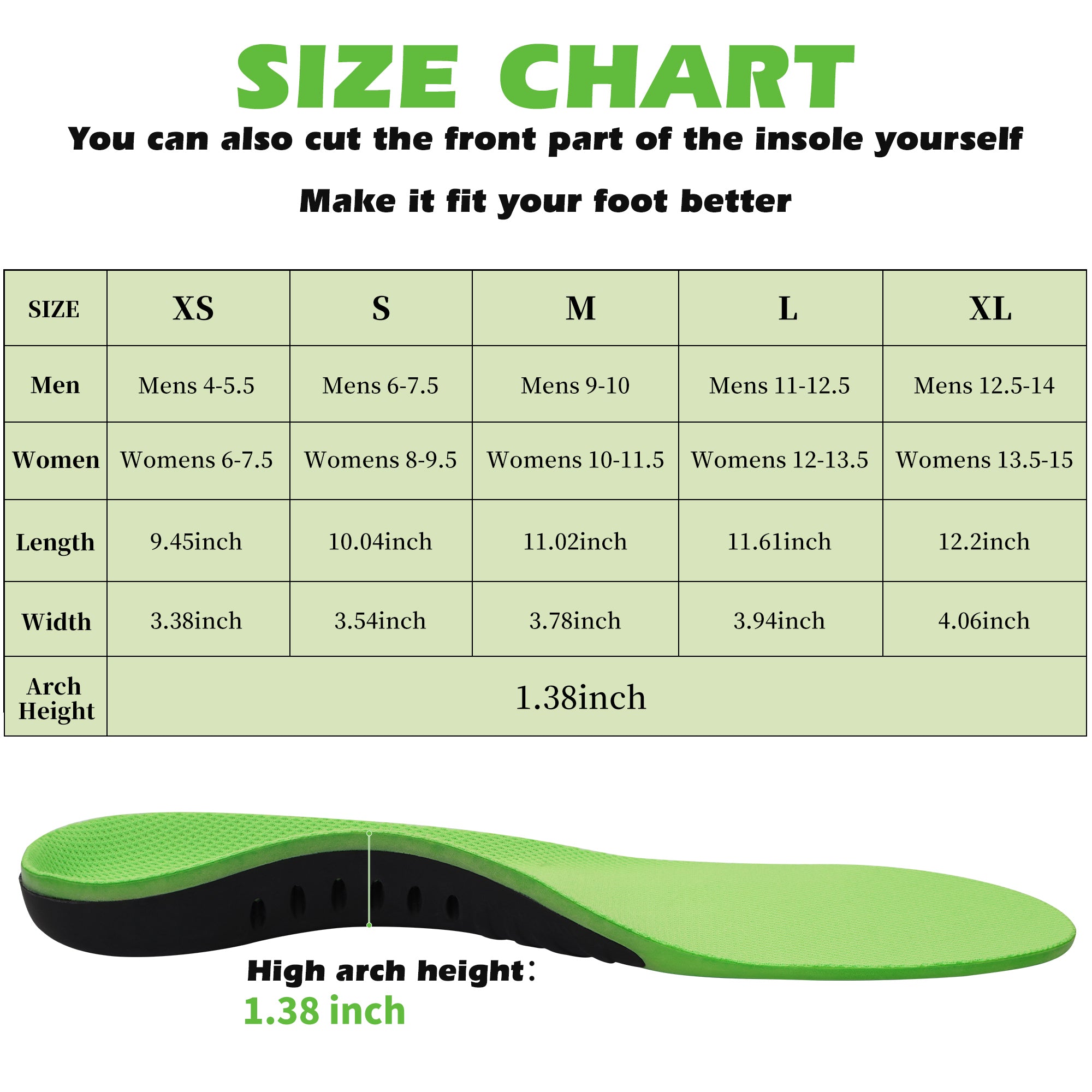 KEKOY Orthotics Inserts for Men Women, Plantar Fasciitis High Arch Support Inserts, Flat feet Shoe Insoles Absorb Shock, L