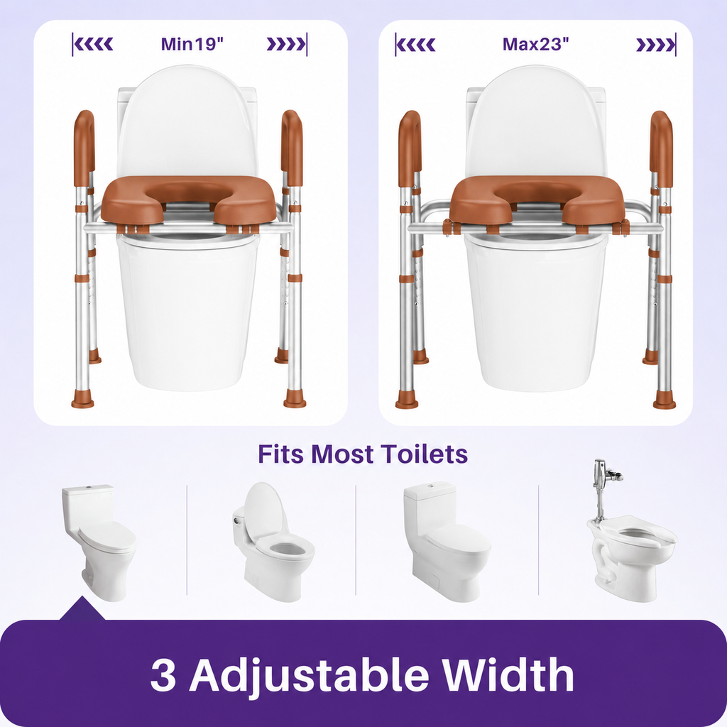 KEKOY Toilet Seat Riser for Seniors, Raised Toilet Seat with Handles, FSA HSA Eligible 400lb Elevated Toilet Risers, Tool-Free Assembly with Adjustable Height & Width