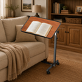 KEKOY Overbed Table with Wheels, 90° Tilting Tabletop and Adjustable Height, Rolling Hospital Bedside Table for Reading, Laptop Work and Post-Surgery Recovery