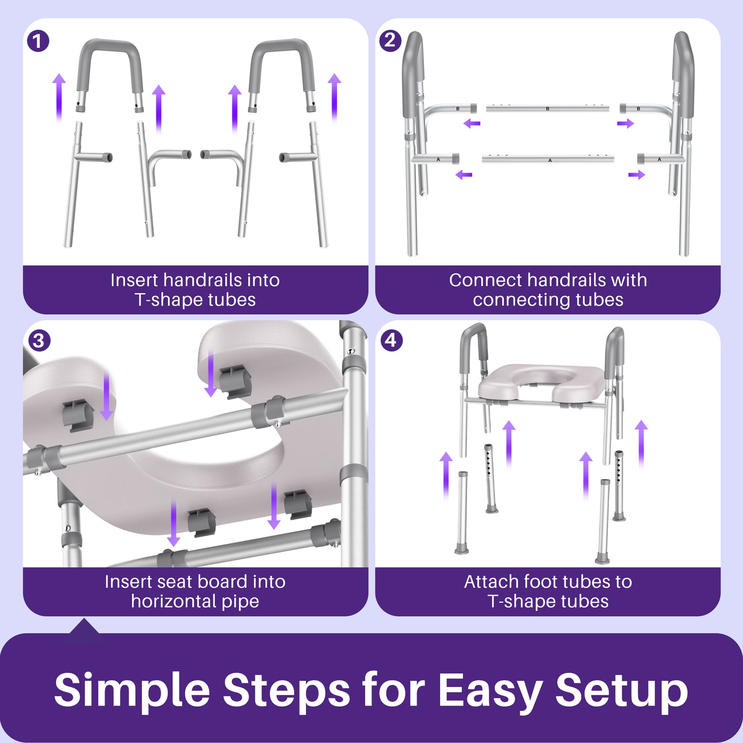 KEKOY Toilet Seat Riser for Seniors, Raised Toilet Seat with Handles, FSA HSA Eligible 400lb Elevated Toilet Risers, Tool-Free Assembly with Adjustable Height & Width