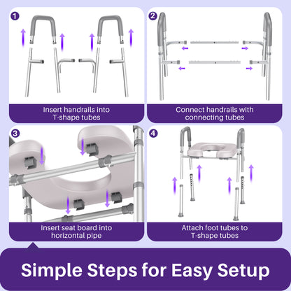 KEKOY Toilet Seat Riser for Seniors, Raised Toilet Seat with Handles, FSA HSA Eligible 400lb Elevated Toilet Risers, Tool-Free Assembly with Adjustable Height & Width