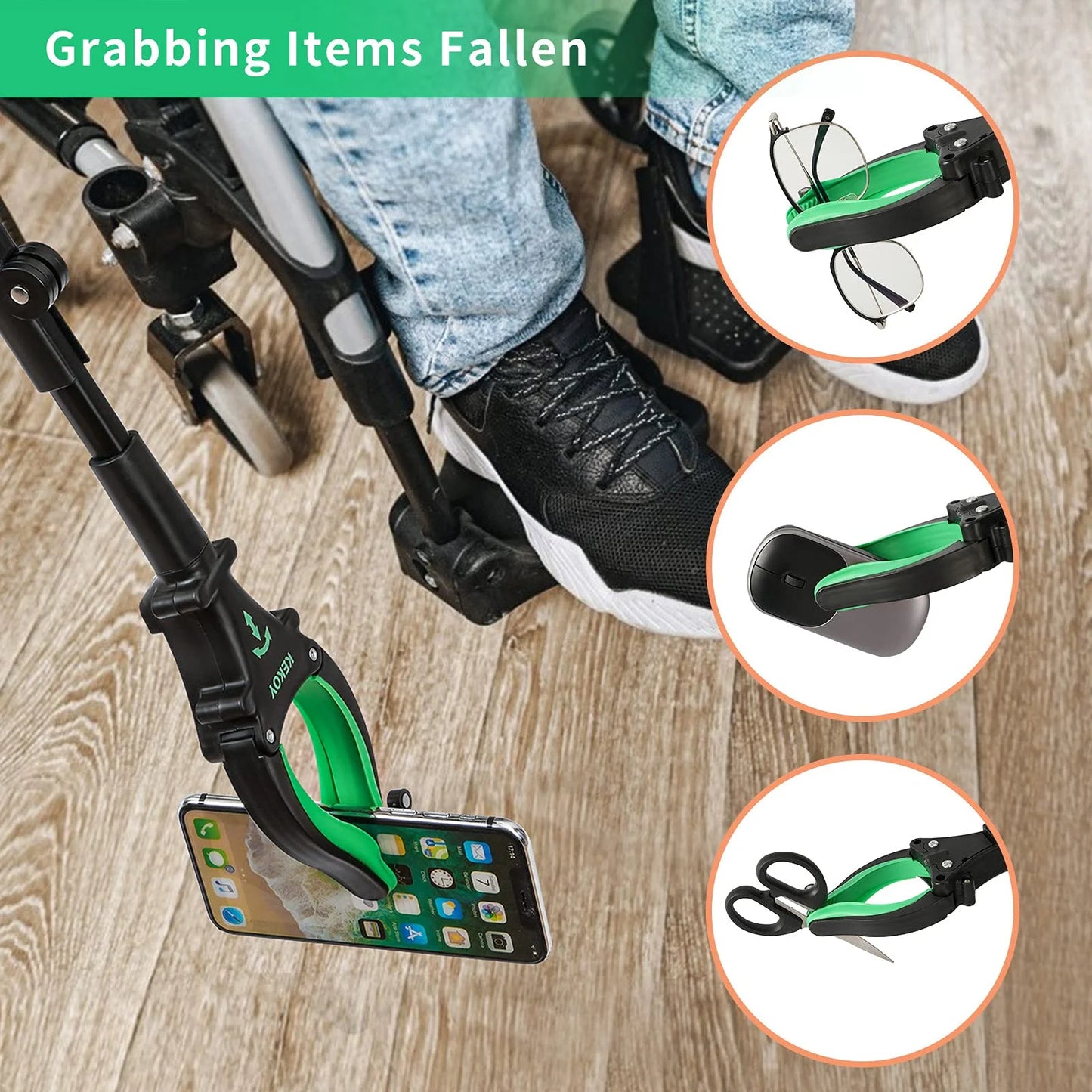 Kekoy 22" Reacher Grabber Tool with Headlight, Mobility Aid Reaching Tool