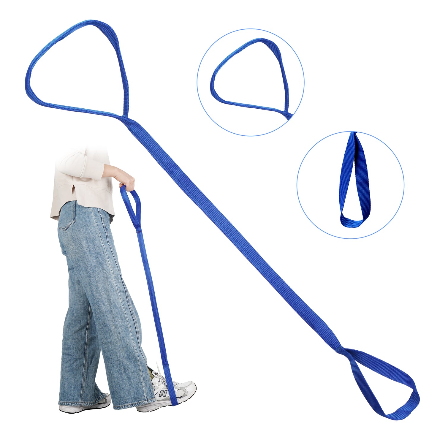 KEKOY 40.5" Long Leg Lifter Strap, Rigid Foot Loop, Mobility Aid for Hip & Knee Replacement, Wheelchair, Handicap, Disability, Blue