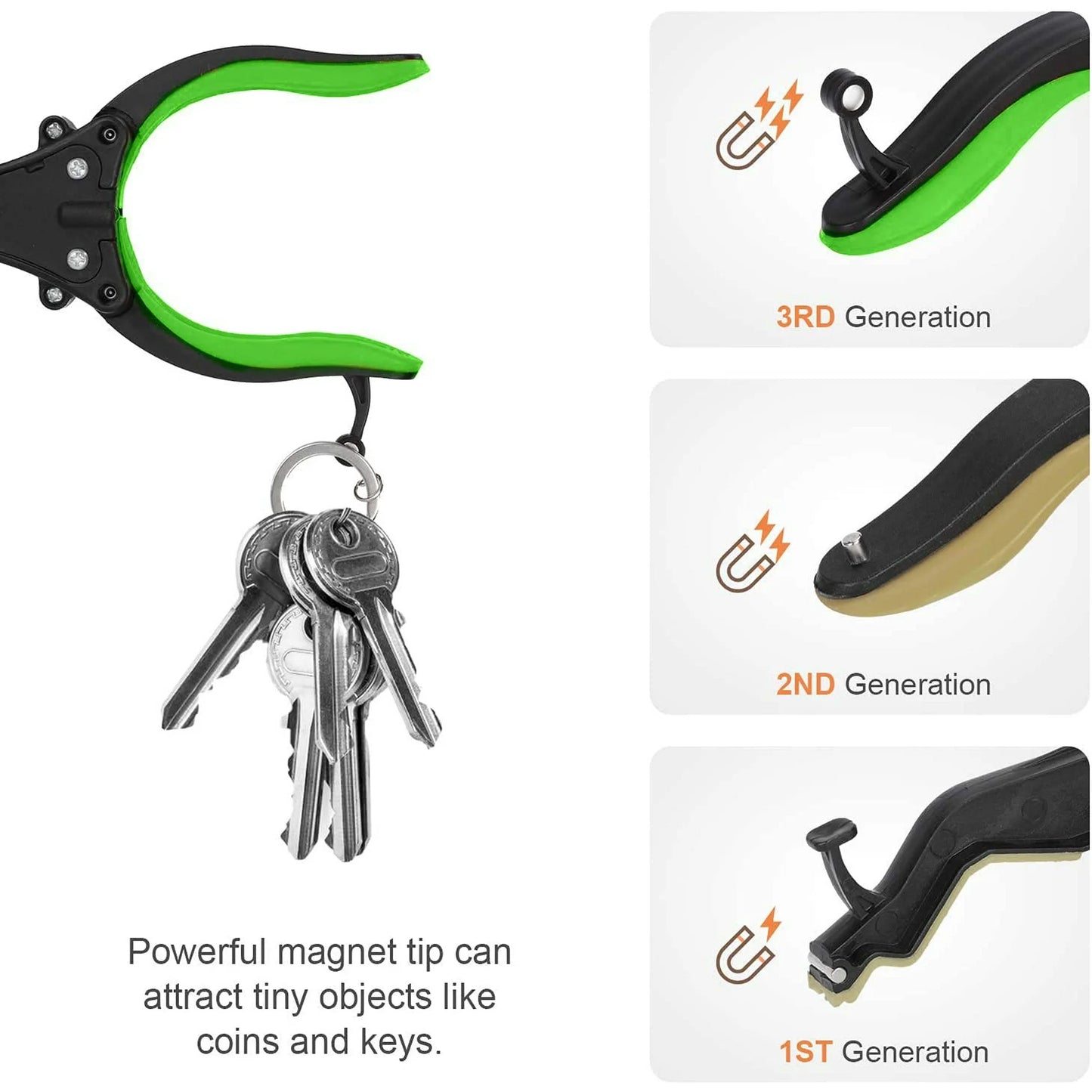 KEKOY 32" Foldable Reacher Grabber Tool with Light, FSA/HSA Eligible Trash Claw Grabber, Reaching Aid Tool for Trash Pick Up, Litter Picker, Green