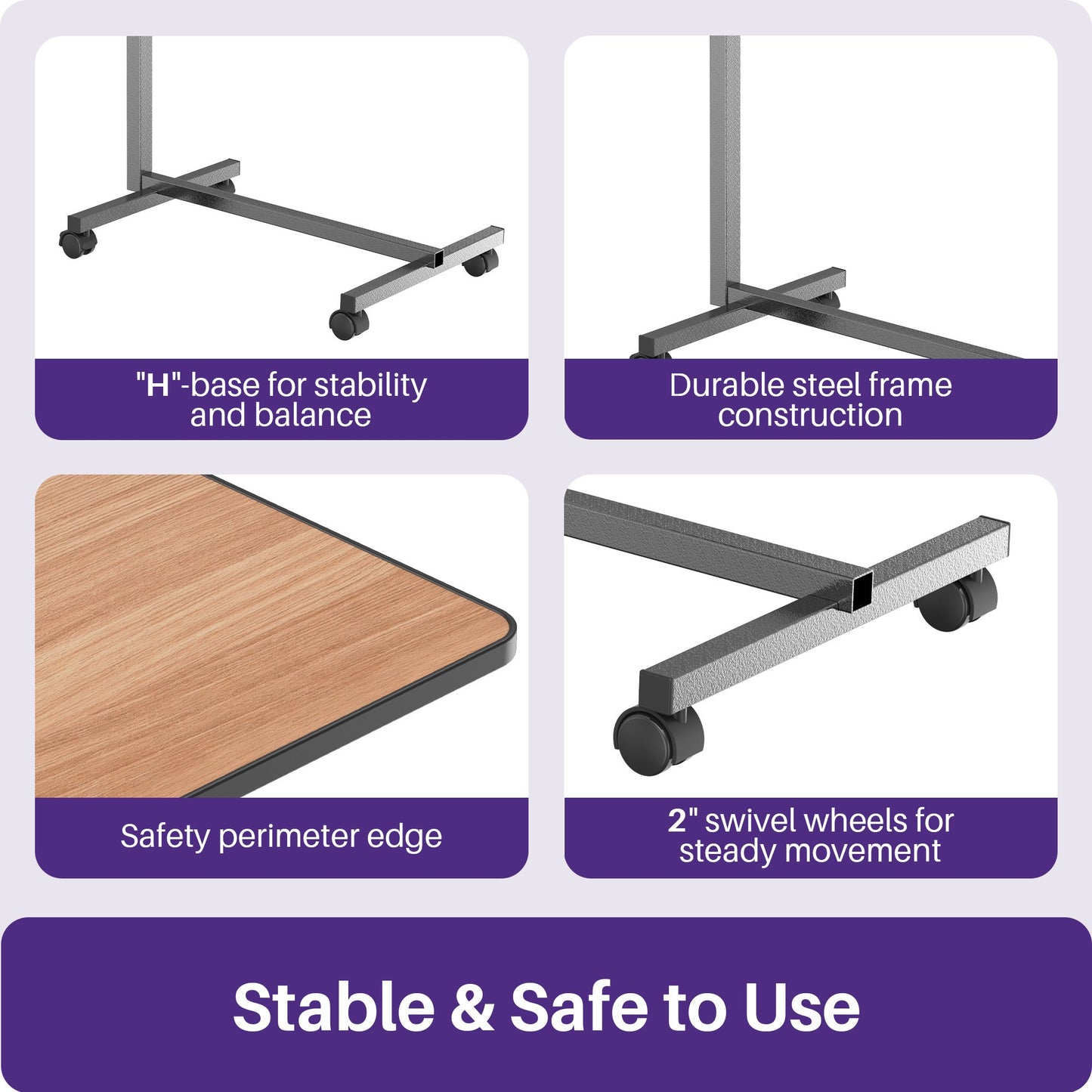 KEKOY Overbed Table, Adjustable Overbed Bedside Table with Wheels, Tilt Table for Home and Hospital Use, Smooth Rolling, Stable Support Design