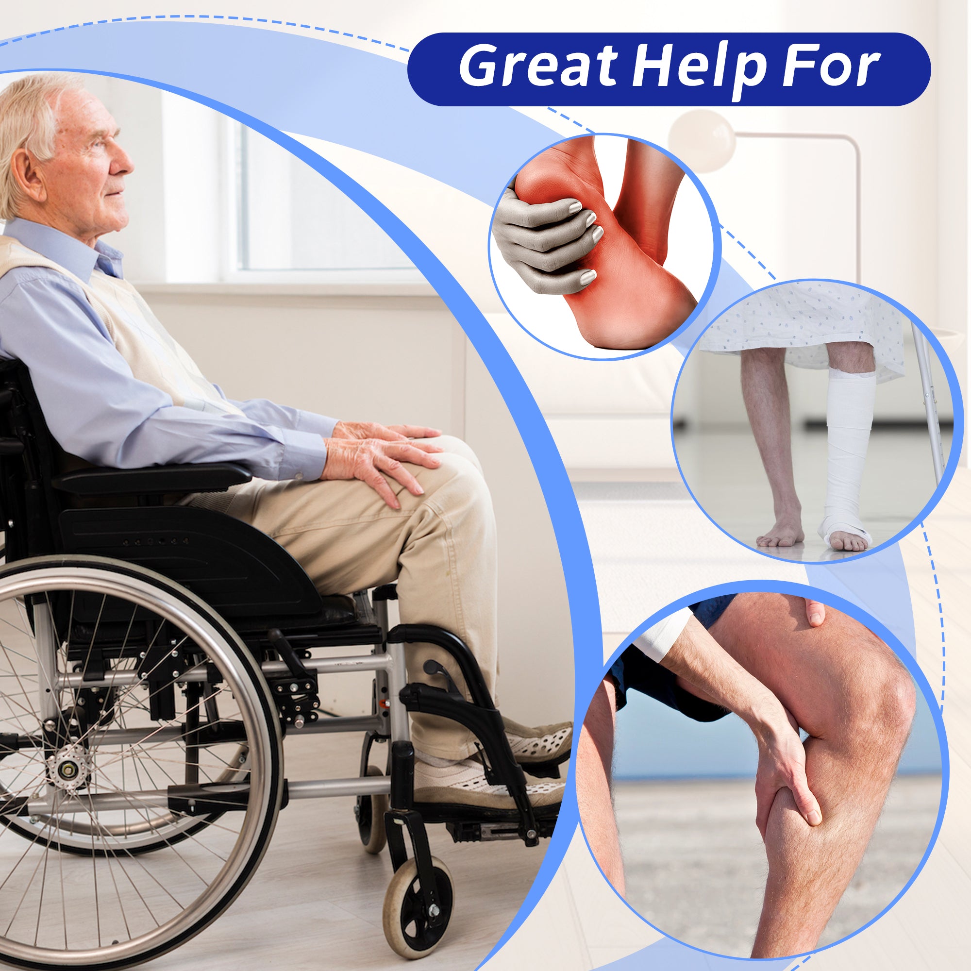 KEKOY 40.5" Long Leg Lifter Strap, Rigid Foot Loop, Mobility Aid for Hip & Knee Replacement, Wheelchair, Handicap, Disability, Blue