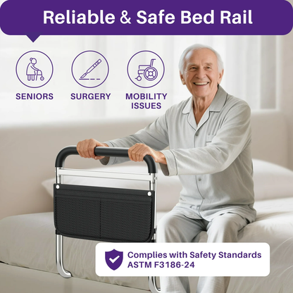 KEKOY Bed Rails for Seniors Safety Guard with Leg Adjustable, Bed Assist Rail for Elderly Adults with Free Storage Bag and Fixing Strap