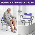 KEKOY Shower Chair with Back and Arms for Inside Shower, 550LBS Heavy Duty Shower Chair, 22.5" Extra Wide Space Between Armrests, Large Suction Feet, FSA/HSA Adjustable Shower Chair for Elderly