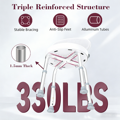 Kekoy Swivel Shower Chair, 360° Rotating Shower Seat with Backrest for Elderly and Disabled, Height Adjustable Tub Bench for Inside Shower Stool & Bath Tub Seat for Adults, White
