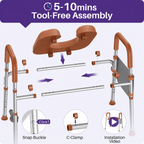 KEKOY Toilet Seat Riser for Seniors, Raised Toilet Seat with Handles, FSA HSA Eligible 400lb Elevated Toilet Risers, Tool-Free Assembly with Adjustable Height & Width