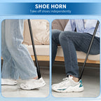 KEKOY 35" Detachable Shoe Horn with Long Handle, 3 in 1 Long Shoe Horn for Seniors with Sock Remover, Extra Long Dressing Stick Aid with Foam Handles