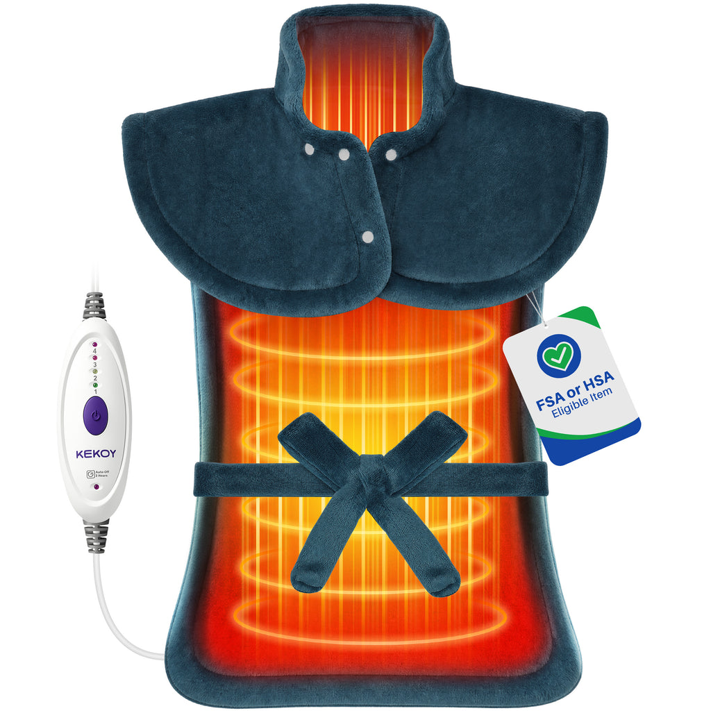 KEKOY Large Heating Pad for Back Pain Relief, Large 24"x33" Fast-Heating Pad for Neck and Shoulders with Auto Shut-Off, Soft & Machine Washable, Dark Green