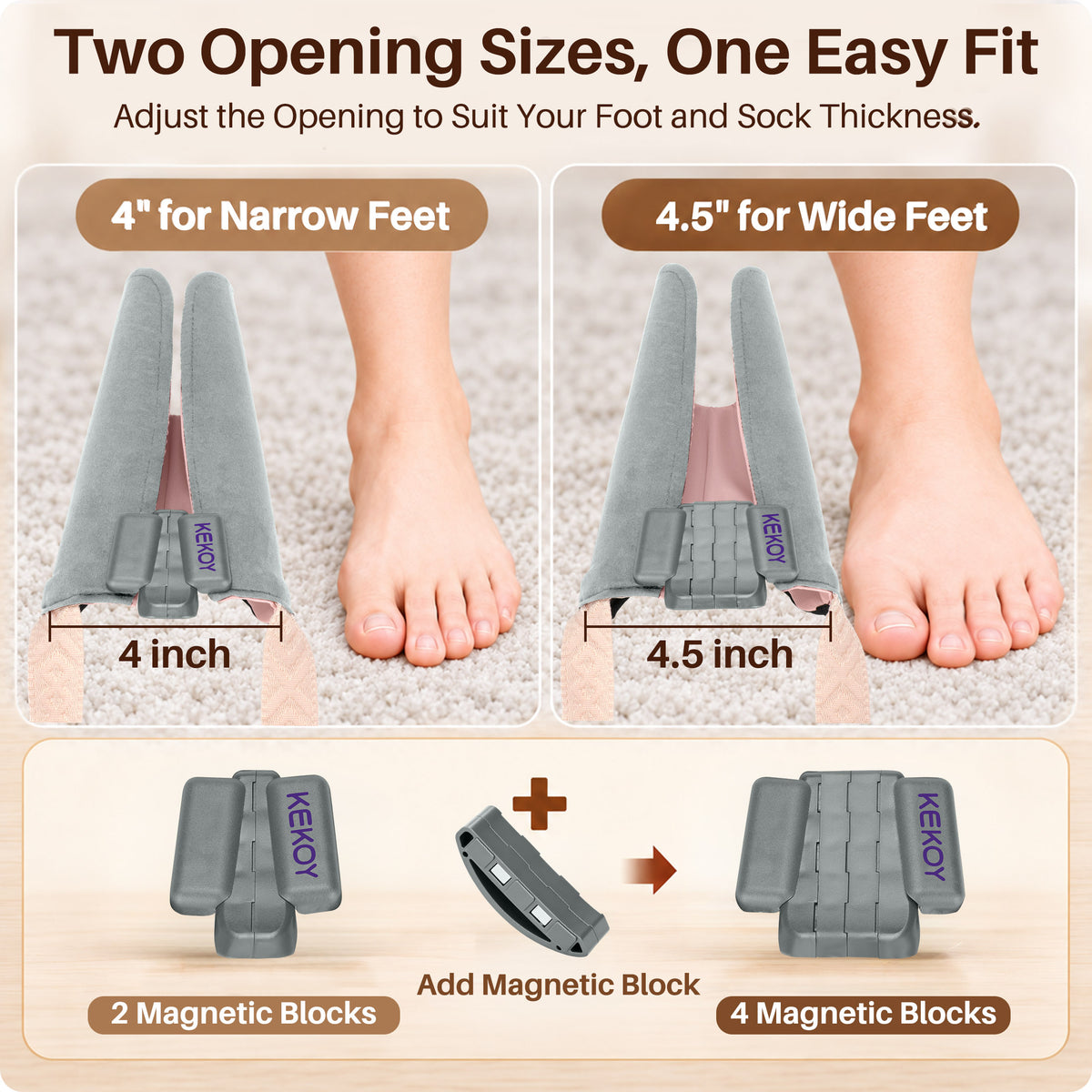 KEKOY Sock Helper for Seniors, Adjustable Width 4-4.5", Flexible Sock Aid Pull on, Easy to Use Sock Assist Device for Elderly