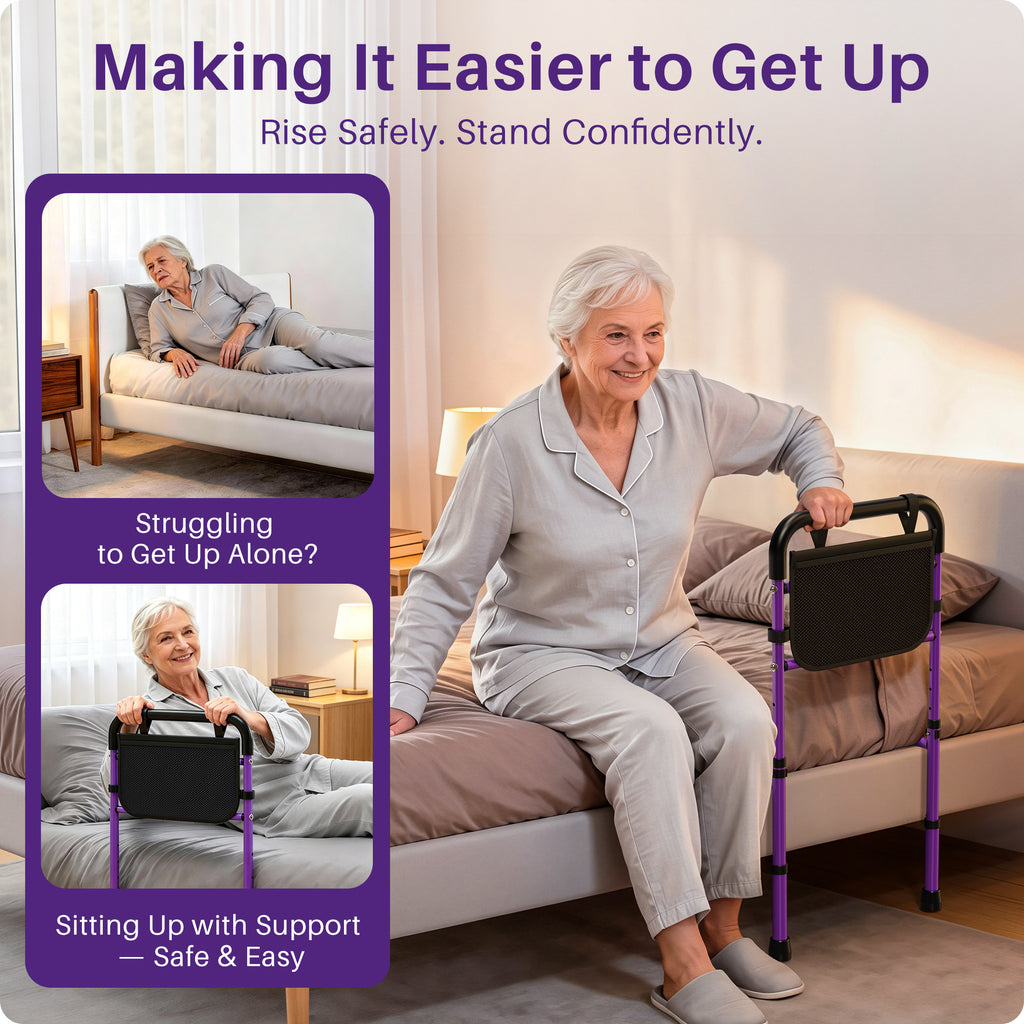 KEKOY Bed Rails for Seniors, Adjustable Bed Assist Rail for Elderly Adults with Storage Bag and Fixing Strap, Bed Support Bar Mobility Assistant