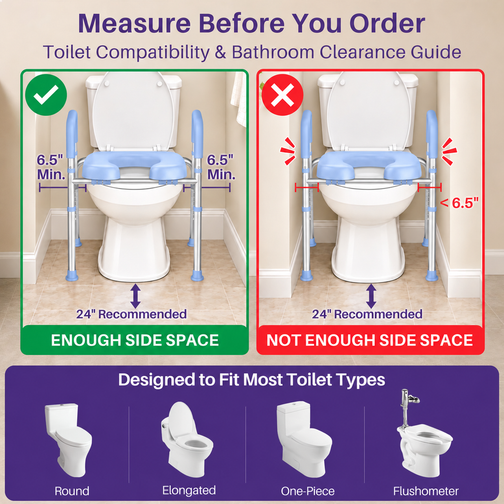Kekoy Toilet Seat Riser for Seniors, Raised Toilet Seat with Handles, Fsa Hsa Eligible 400lb Elevated Toilet Risers, Tool-Free Assembly with Adjustable Height & Width