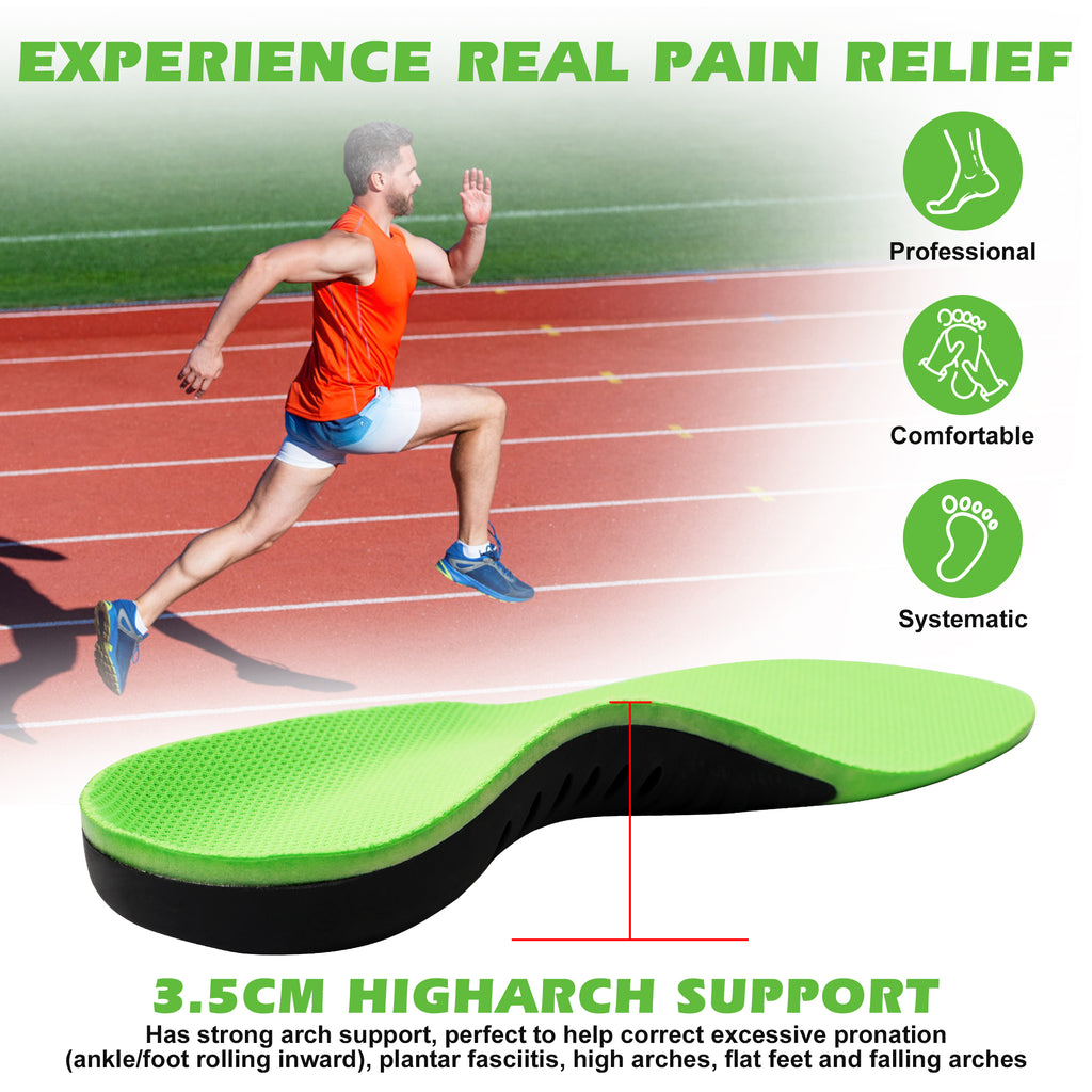 KEKOY Orthotics Inserts for Men Women, Plantar Fasciitis High Arch Support Inserts, Flat feet Shoe Insoles Absorb Shock, L