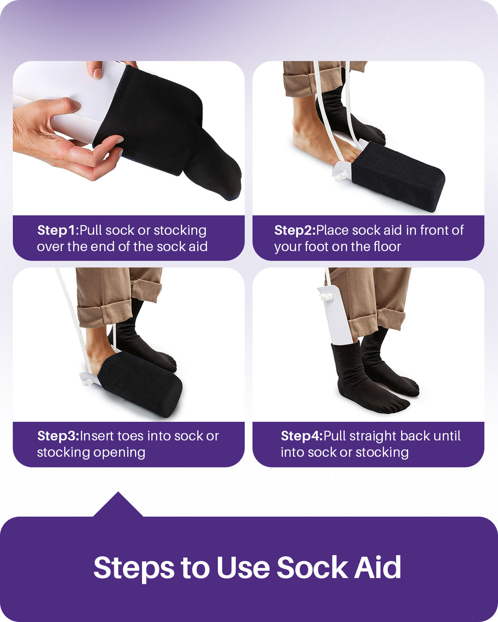 KEKOY 4.6inch Extra Wide Sock Helper with Foam Handles,Sock Aid Device for Seniors, Sock Aid Pull On