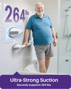 KEKOY 17.5" Shower Handles for Elderly with Safety Indicators, 2 Pack Grab Bars for Bathroom Stronger Suction Cup, Heavy Duty Shower Bars, Bathroom Safety Bars for Seniors, No Drilling