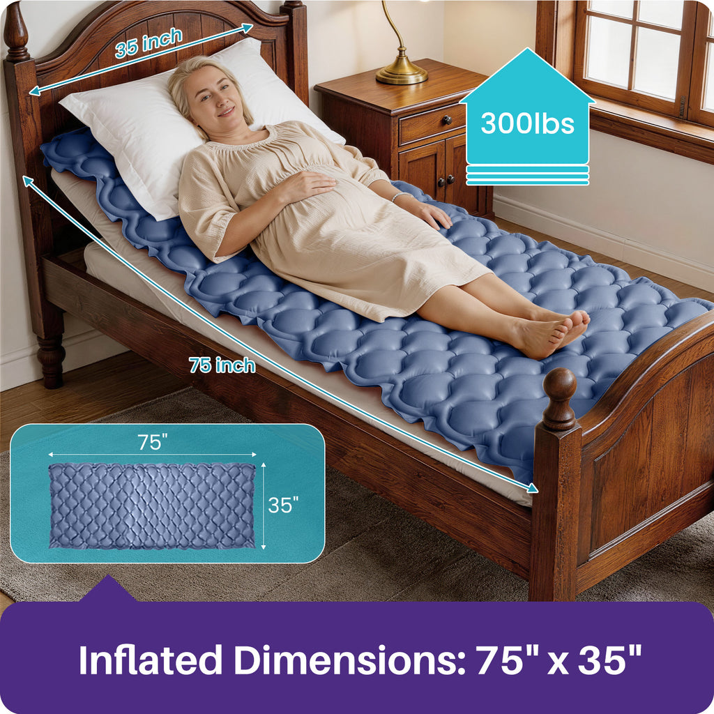 KEKOY Alternating Pressure Mattress with Quiet Electric Pump, Air Mattress for Bed Sore & Ulcer Prevention, Air Pad for Hospital Bed and Home Use, Blue