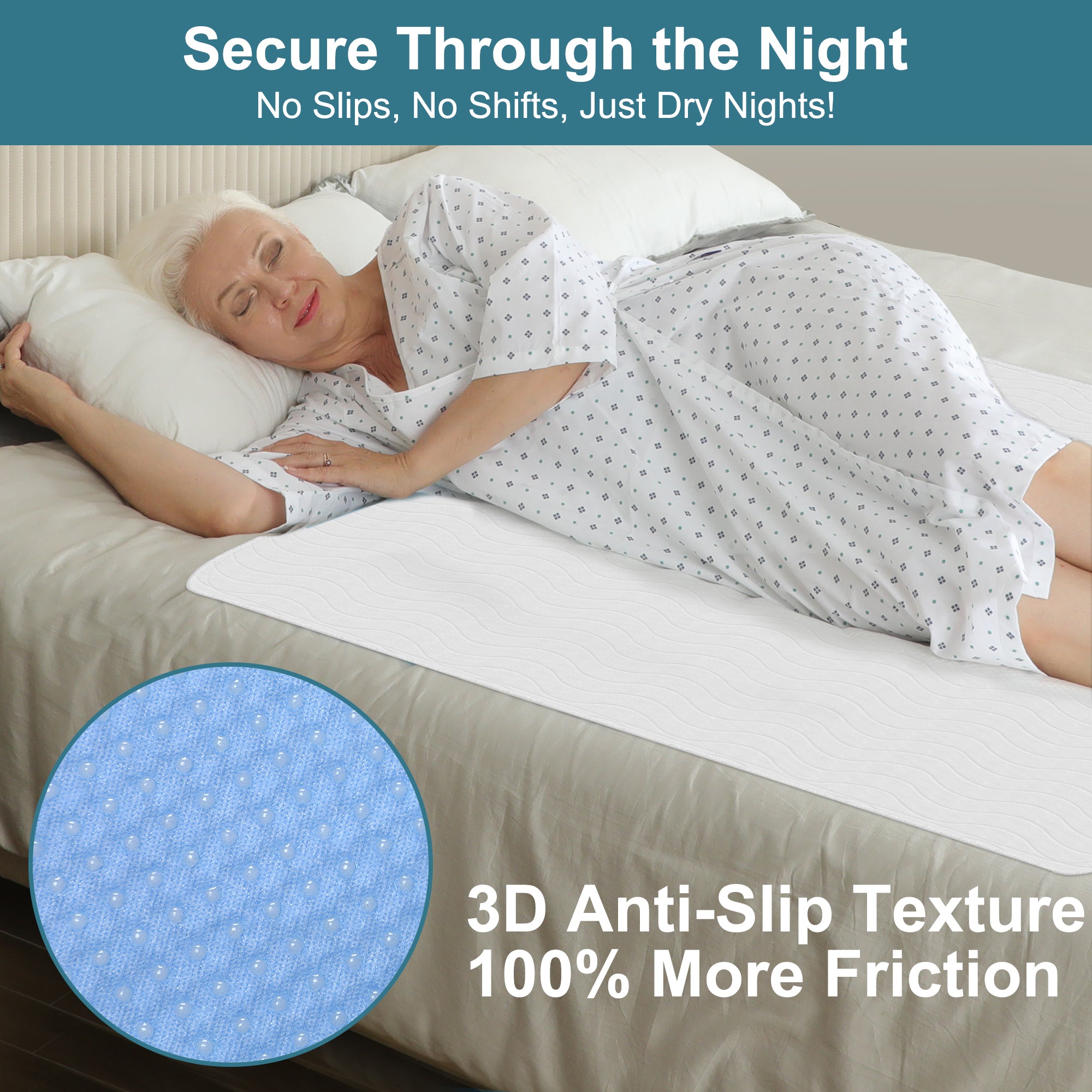 KEKOY 3 Pack 34x36" Reusable & Washable Bed Pads with Anti-Slip Backing, Waterproof Incontinence Pads for Adults, Seniors, and Pets
