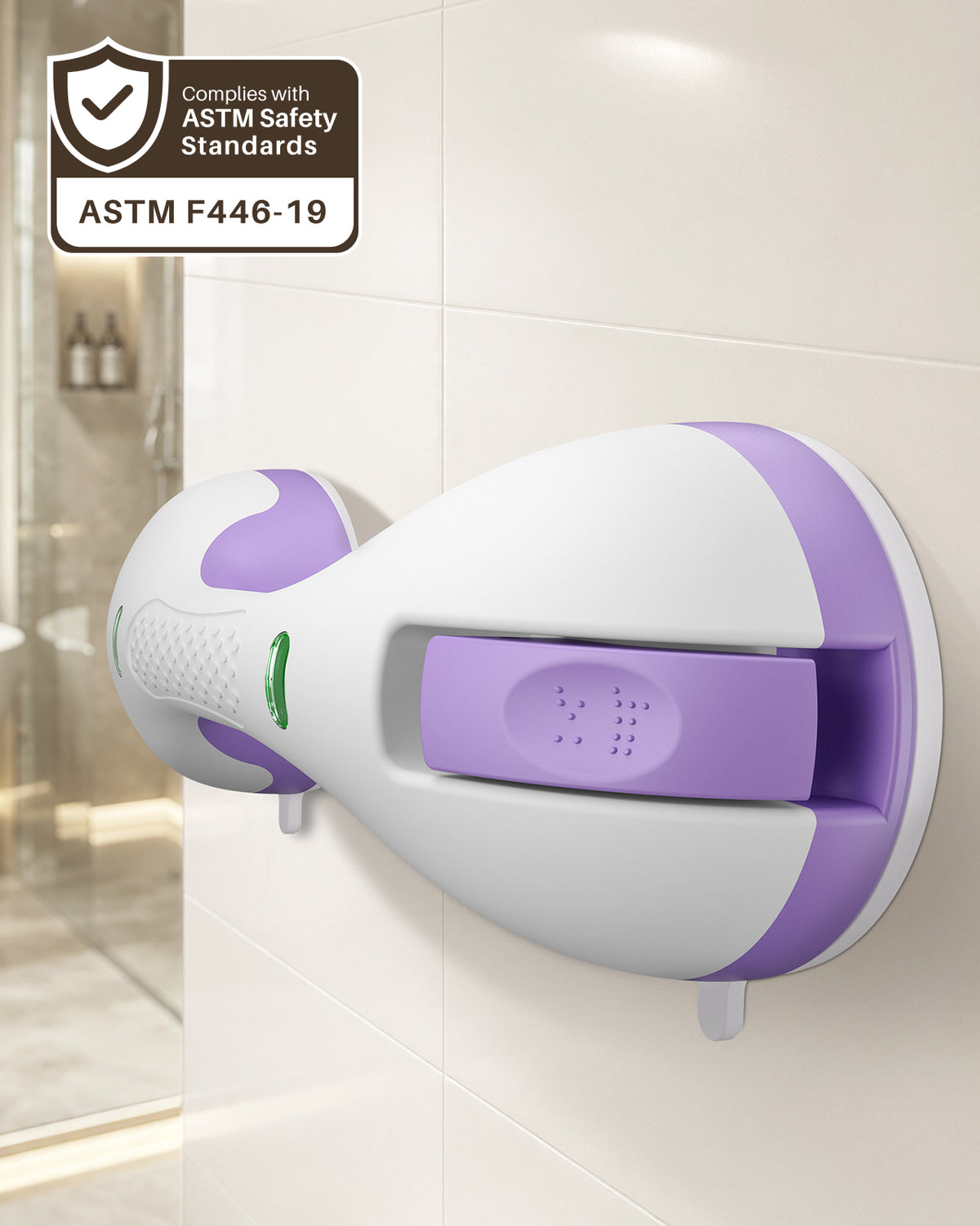 KEKOY 2 Pack Shower Handles for Elderly with Safety Indicators, 12" Grab Bars for Bathroom Stronger Suction Cup, Heavy Duty Shower Bars, Bathroom Safety Bars for Seniors