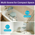 Kekoy Swivel Shower Chair, 360° Rotating Shower Seat with Backrest for Elderly and Disabled, Height Adjustable Tub Bench for Inside Shower Stool & Bath Tub Seat for Narrow Space