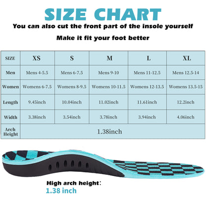 KEKOY Heavy Duty Support Heel Pain Relief Insole Plantar Fasciitis High Arch Support Orthotics Insert for Flat Feet Shoe Insert Men and Women, L
