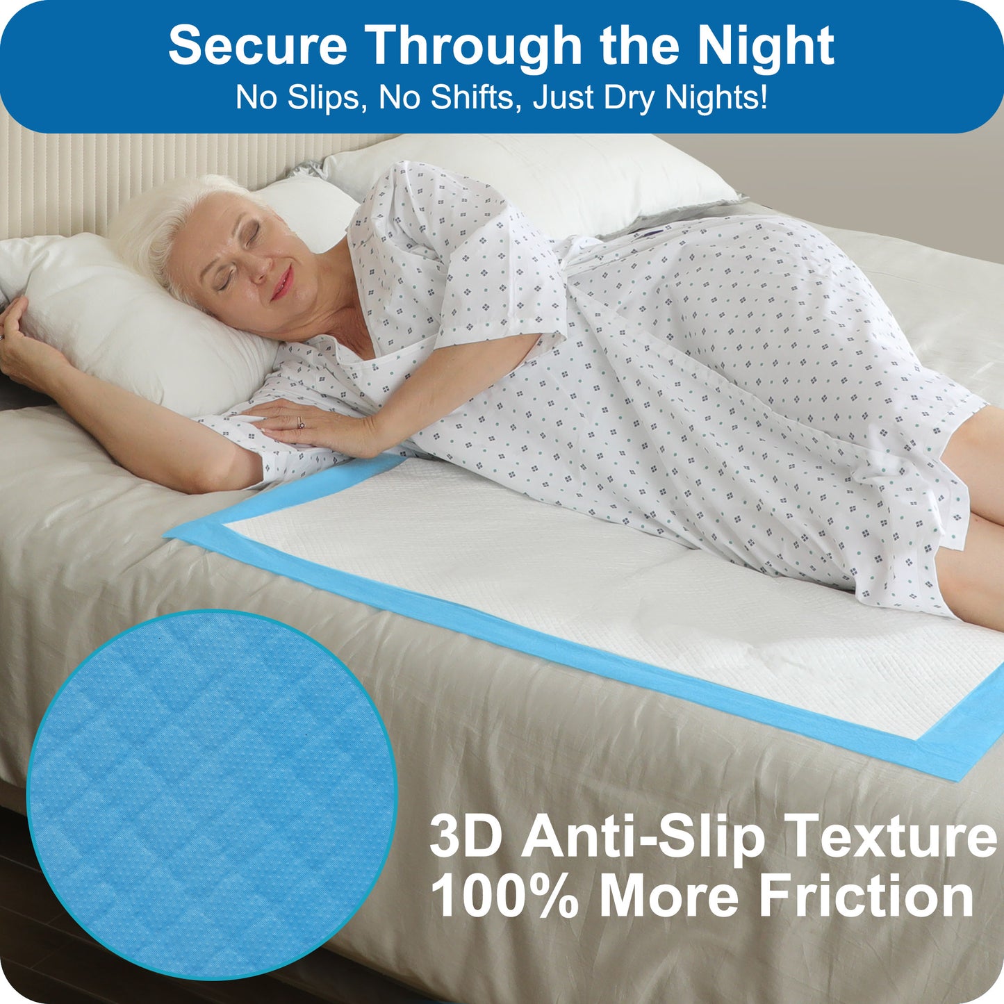 KEKOY Bed Pads for Incontinence Disposable 3 Times Super Absorbent, 36x36" 50 Count, Anti-Slip Backing, Extra Large Waterproof Underpads, Pee Pads for Adults, Dogs, Seniors