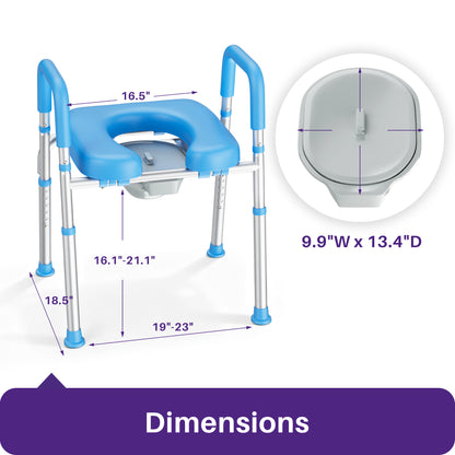 Kekoy Durable Bedside Commode Chair and Toilet Chair for Adults & Seniors, 400 lb Capacity, Removable Pail