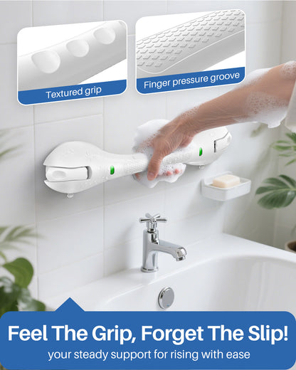 KEKOY Shower Handles for Elderly, Grab Bars for Bathroom, 17.5" Suction Shower Hand Rail, Anti-Slip Safety Bar with Strong Suction