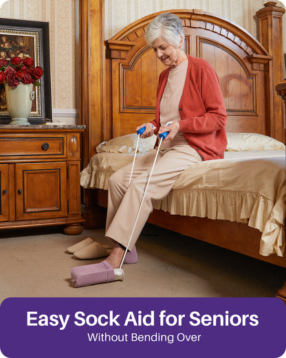 KEKOY 4.6inch Extra Wide Sock Helper with Foam Handles,Sock Aid Device for Seniors, Sock Aid Pull On