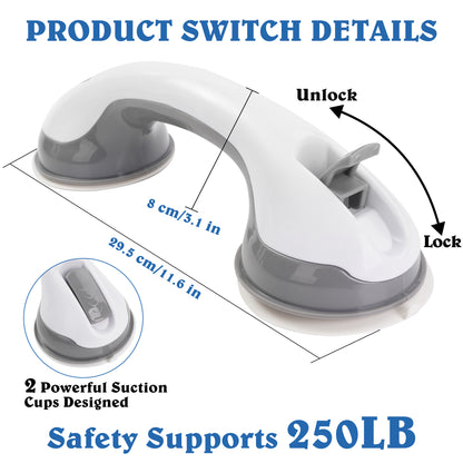 KEKOY 3 Pack 12 inch Grab Bars Bathtubs and Bathroom with Strong Hold Suction Cup, Shower Handles for Elderly, Bathroom Rails for Safety