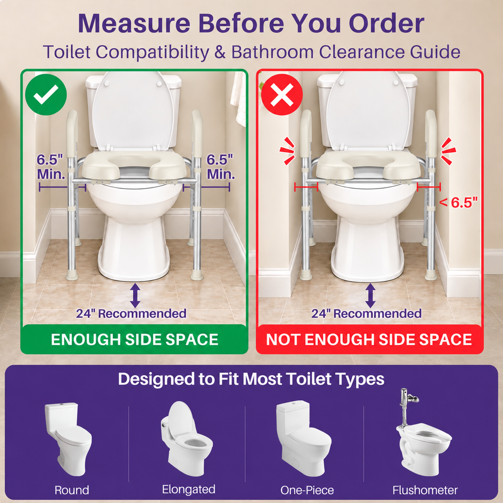 Kekoy Toilet Seat Riser for Seniors, Raised Toilet Seat with Handles, Fsa Hsa Eligible 400lb Elevated Toilet Risers, Tool-Free Assembly with Adjustable Height & Width