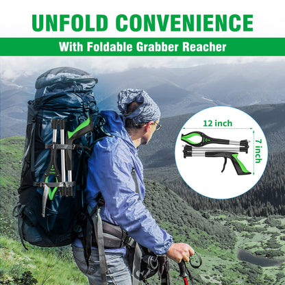 36" Extra Long Grabber Reacher, Kekoy Foldable Grabbers for Elderly Grab It Reaching Tool Heavy Duty, Anti-Slip Rotating Jaw with Magnets, 4" Wide Claw Opening Reachers for Seniors, Trash Picker Tool