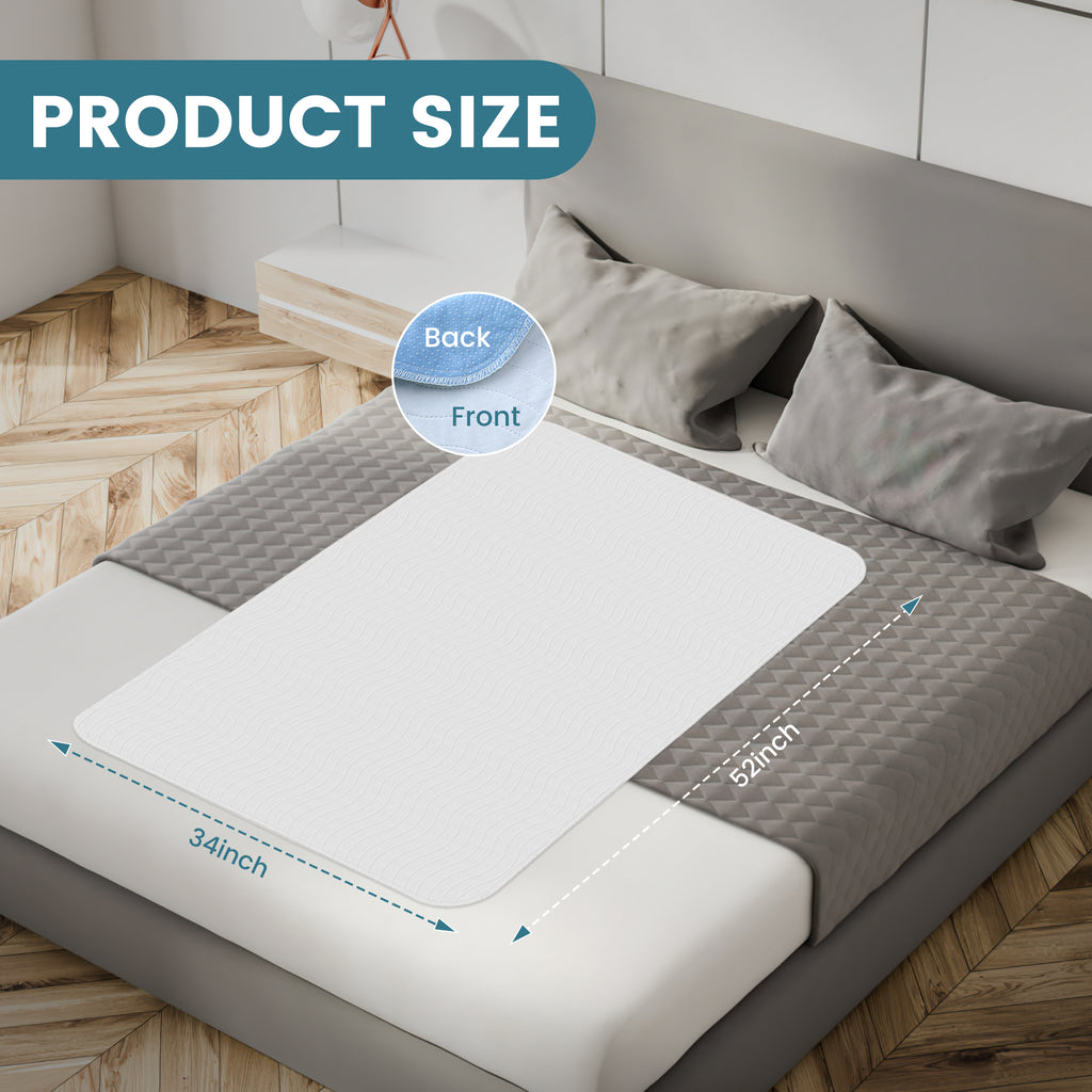KEKOY 3 Pack 34x36" Reusable & Washable Bed Pads with Anti-Slip Backing, Waterproof Incontinence Pads for Adults, Seniors, and Pets