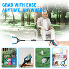 KEKOY 32 inch Grabber Reaching Tool, Reacher Grabber for Elderly, Foldable Gripper and Reaching Tool with Rotating Jaw, Blue Aluminum